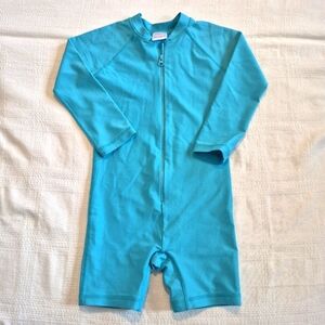 Hanna Andersson size 90 or 3 light blue long sleeve rash guard swim suit unisex